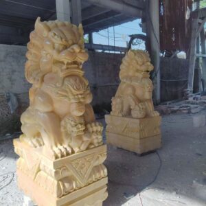 Tượng Kỳ Lân Bằng Đá Vàng Cà Rốt %Đá Mỹ Nghệ Tài Lộc% Tượng kỳ lân đá vàng