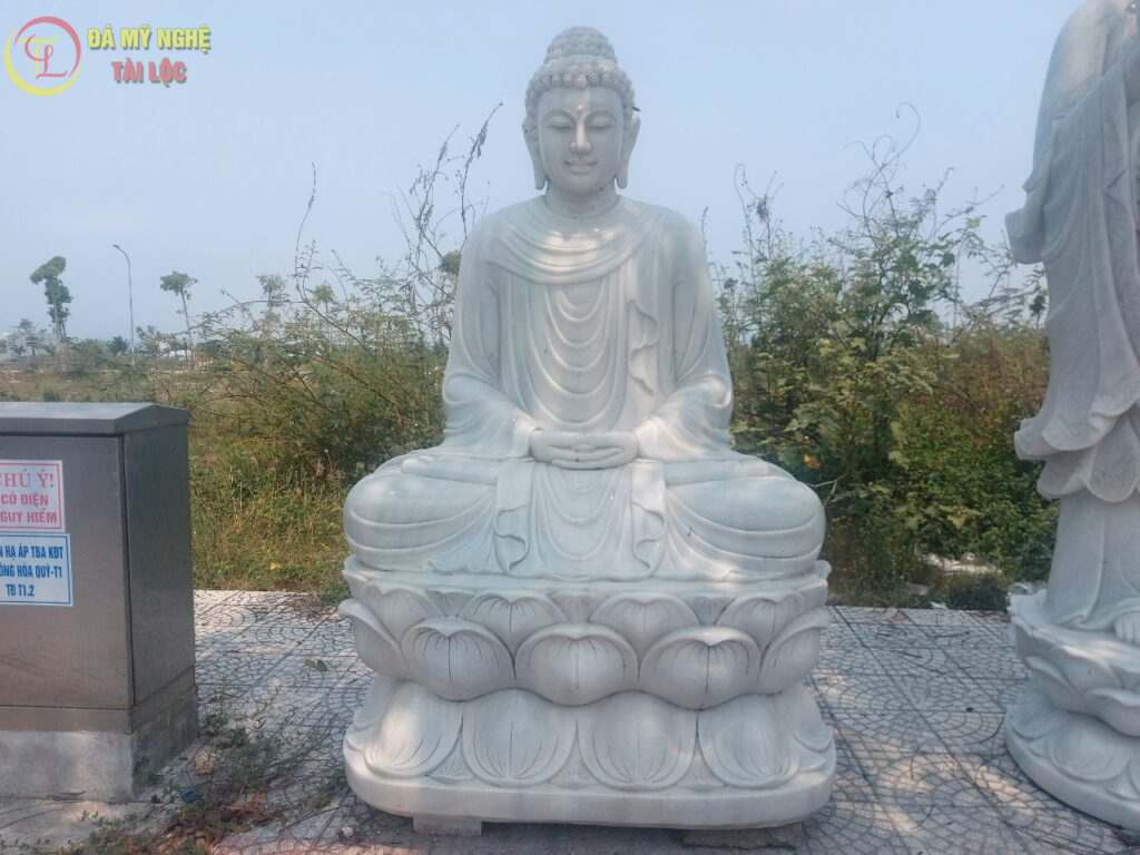 Tượng Phật Tích Ca Mâu Ni – Đá Cẩm Thạch Trắng