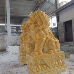 Tượng Kỳ Lân Bằng Đá Vàng Cà Rốt %Đá Mỹ Nghệ Tài Lộc% Tượng kỳ lân đá vàng Cà rốt