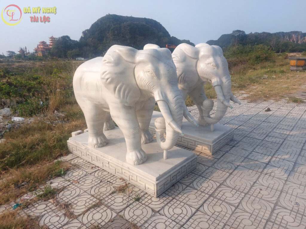 tượng voi đá cẩm thạch - Điêu khắc đá mỹ nghệ tài lộc