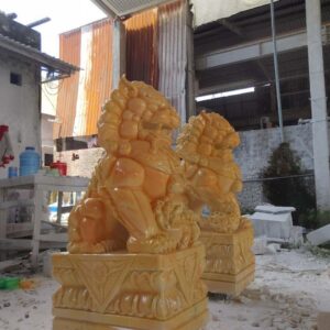 Tượng Kỳ Lân Bằng Đá Vàng Cà Rốt %Đá Mỹ Nghệ Tài Lộc% Tượng kỳ lân đá vàng