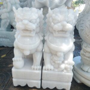 Tượng Con Nghê Đá Cẩm Thạch Trắng %Đá Mỹ Nghệ Tài Lộc% Con nghê đá trắng nhỏ