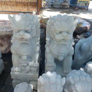 Tượng Con Nghê Đá Cẩm Thạch Trắng %Đá Mỹ Nghệ Tài Lộc% Con nghê đá cẩm thạch trắng
