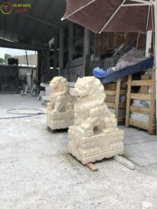 Bàn Giao Cặp Kỳ Lân Đá Vàng - Biểu Tượng Của Sự Thành Công %Đá Mỹ Nghệ Tài Lộc% Tượng Kỳ Lân Đá Vàng