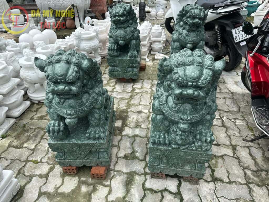 Tượng Kỳ Lân Đá Xanh Cao 60cm %Đá Mỹ Nghệ Tài Lộc% Cặp tượng Kỳ Lân đá xanh Ấn Độ