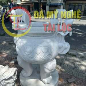 Lư Hương Đá Chạm Hoa Sen Cao 1m2 %Đá Mỹ Nghệ Tài Lộc% Lu huong da HS