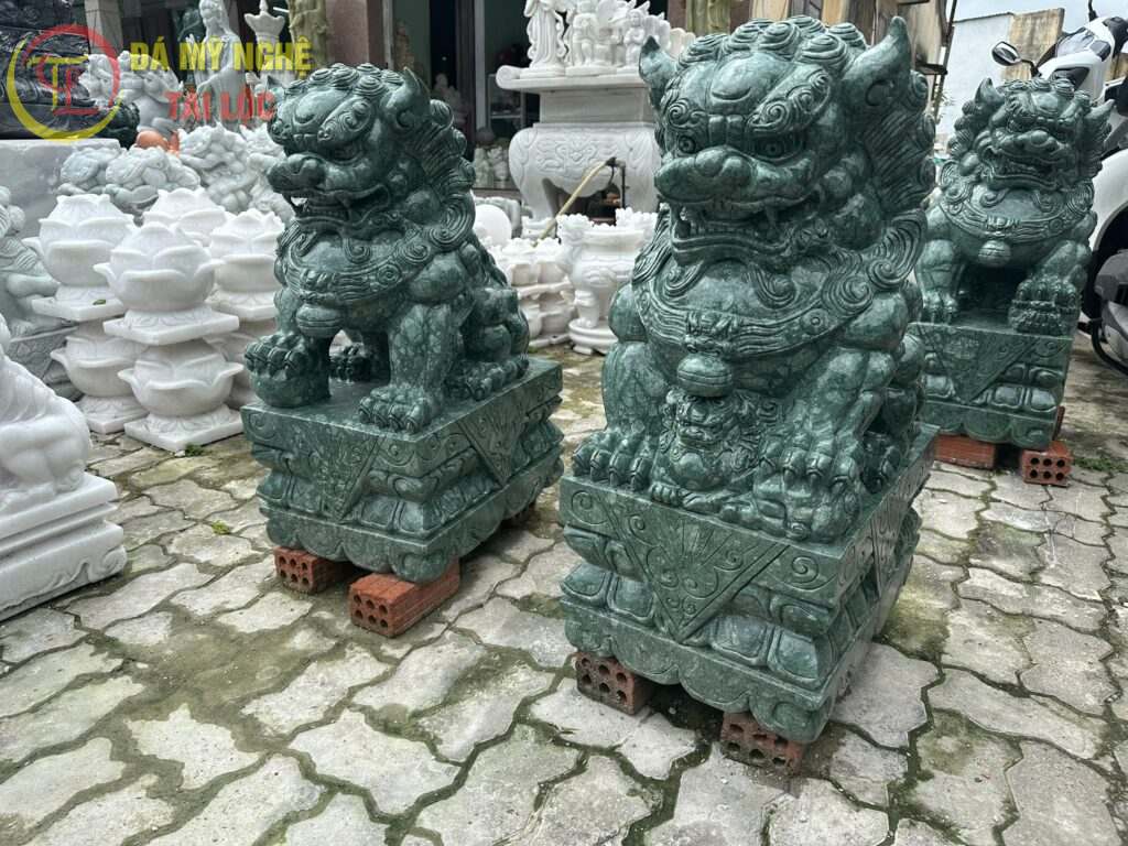 Tượng Kỳ Lân Đá Xanh Cao 60cm %Đá Mỹ Nghệ Tài Lộc% tượng Kỳ Lân đá xanh Ấn Độ
