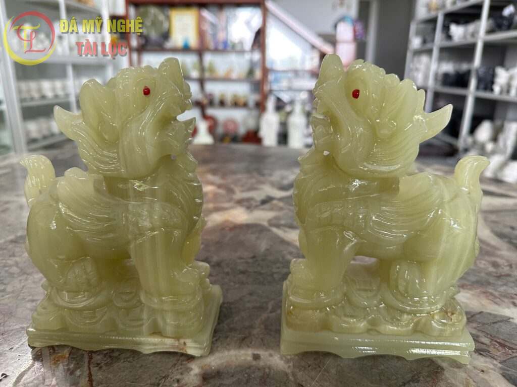 Tượng Kỳ Lân Phong Thủy Để Bàn Bằng Đá Ngọc Onyx Xanh %Đá Mỹ Nghệ Tài Lộc% Tượng Kỳ Lân phong thủy