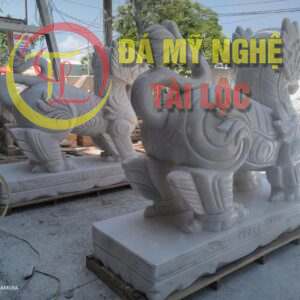 Tượng Hỏa Kỳ Lân (Kỳ Lân hóa Rồng) Đá trắng %Đá Mỹ Nghệ Tài Lộc% cap tuong hoa ky lan