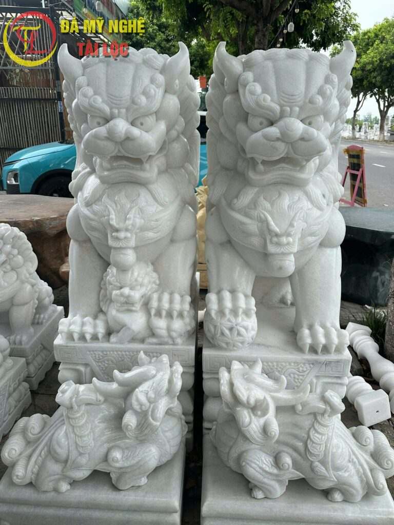 Tượng Kỳ Lân Đá Trắng Cao 1,5m %Đá Mỹ Nghệ Tài Lộc% Tượng kỳ lân đá cao 1,5m