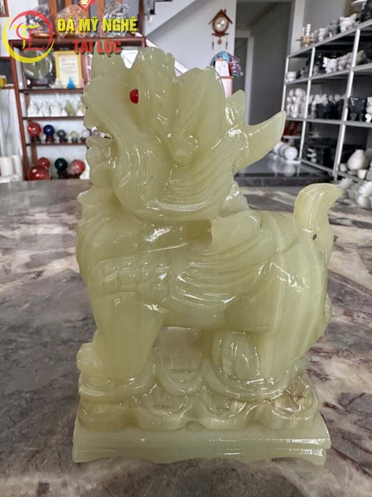 Tượng Kỳ Lân Phong Thủy Để Bàn Bằng Đá Ngọc Onyx Xanh %Đá Mỹ Nghệ Tài Lộc% Tượng Kỳ Lân đá ngọc